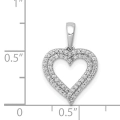 14k White Gold 1/4 carat Diamond 2-row Heart Pendant