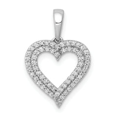 14k White Gold 1/4 carat Lab Grown Diamond VS/SI+ G+ Complete Double Row Heart Pendant
