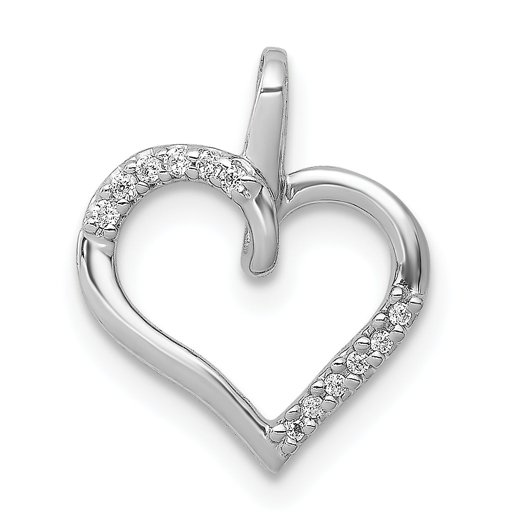 14k White Gold 1/20 carat Diamond Heart Pendant