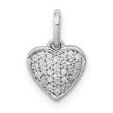14k White Gold 1/10 carat Pave Diamond Heart Pendant