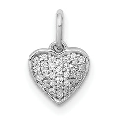 14k White Gold 1/10 carat Pave Diamond Heart Pendant