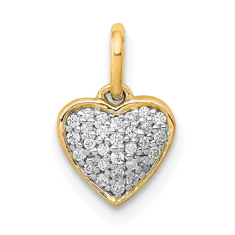 14k 1/10 carat Pave Diamond Heart Pendant