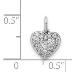 14k White Gold 1/5 carat Pave Diamond Heart Pendant