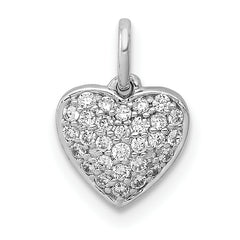 14k White Gold 1/5 carat Pave Diamond Heart Pendant