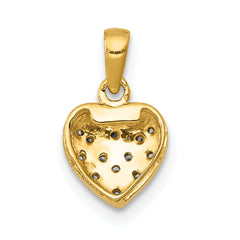 14k and White Rhodium Pave Diamond Heart Pendant