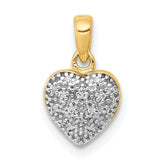 14k and White Rhodium Pave Diamond Heart Pendant