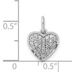 14k White Gold 1/4 carat Pave Diamond Heart Pendant