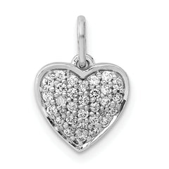14k White Gold 1/4 carat Pave Diamond Heart Pendant