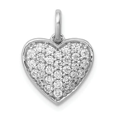 14k White Gold 5/8 carat Pave Diamond Heart Pendant