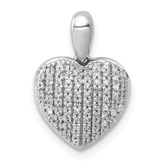 14k White Gold 1/4 carat Pave Diamond Heart Pendant