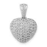 14k White Gold 3/8 carat Pave Diamond Heart Pendant