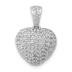 14k White Gold 3/8 carat Pave Diamond Heart Pendant