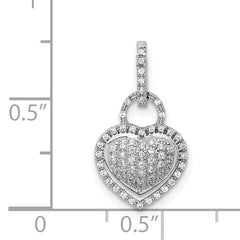 14k White Gold 1/5 carat Pave Diamond Fancy Heart Pendant