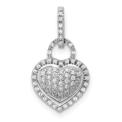 14k White Gold 1/5 carat Pave Diamond Fancy Heart Pendant
