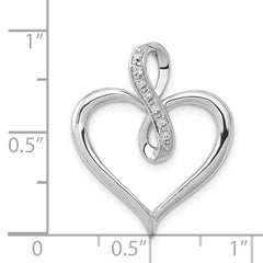 14k White Gold 1/20 carat Diamond Heart Infinity Pendant Fits up to 2mm Regular/4mm Fancy or Reversible Omega