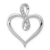 14k White Gold 1/20 carat Diamond Heart Infinity Pendant Fits up to 2mm Regular/4mm Fancy or Reversible Omega