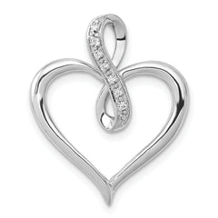 14k White Gold 1/20 carat Diamond Heart Infinity Pendant Fits up to 2mm Regular/4mm Fancy or Reversible Omega