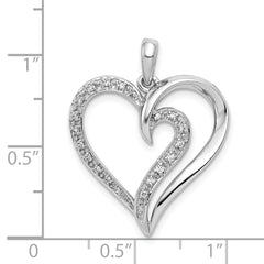 14k White Gold 1/10 carat Diamond Fancy Heart Pendant