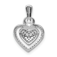 14k White Gold 1/5 carat Pave Diamond Fancy Double Heart Chain Slide