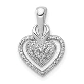 14k White Gold 1/5 carat Pave Diamond Fancy Double Heart Chain Slide