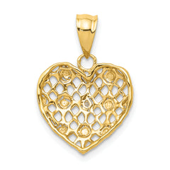10k and White Rhodium 1/2pt Diamond Heart Pendant