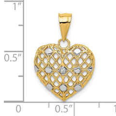 10k and White Rhodium 1/2pt Diamond Heart Pendant