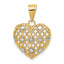 1/2 Point Diamond Heart Pendant in 10K Yellow Gold, 22mm Textured (0.01 ct. tw.) - Sophia Jewelers
