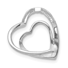 14k White Gold .01ct. Diamond Double Heart Chain Slide