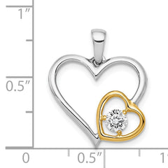 14k Two-Tone 1/5 carat Diamond Double Heart Pendant