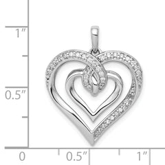 14k White Gold 1/6 carat Diamond Entwined Heart Pendant