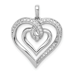 14k White Gold 1/6 carat Diamond Entwined Heart Pendant