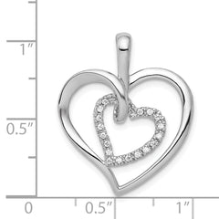 14k White Gold 1/10 carat Diamond Double Heart Pendant