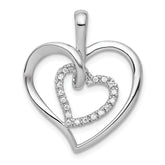 14k White Gold 1/10 carat Diamond Double Heart Pendant