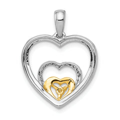 14k Two-Tone 1/15 carat Diamond Triple Heart Pendant