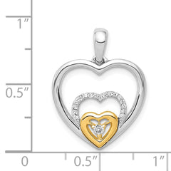 14k Two-Tone 1/15 carat Diamond Triple Heart Pendant