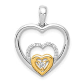 14k Two-Tone 1/15 carat Diamond Triple Heart Pendant