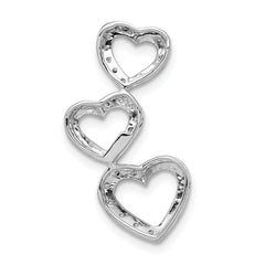 14k White Gold 1/10 carat Diamond Triple Heart Chain Slide
