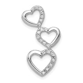 14k White Gold 1/10 carat Diamond Triple Heart Chain Slide