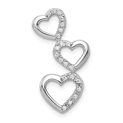 14k White Gold 1/10 carat Lab Grown Diamond VS/SI+ G+ Complete Triple Heart Chain Slide Pendant