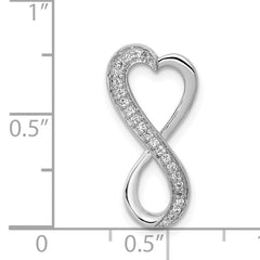 14k White Gold 1/10 carat Diamond Freeform Heart Infinity Chain Slide