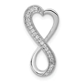 14k White Gold 1/10 carat Diamond Freeform Heart Infinity Chain Slide