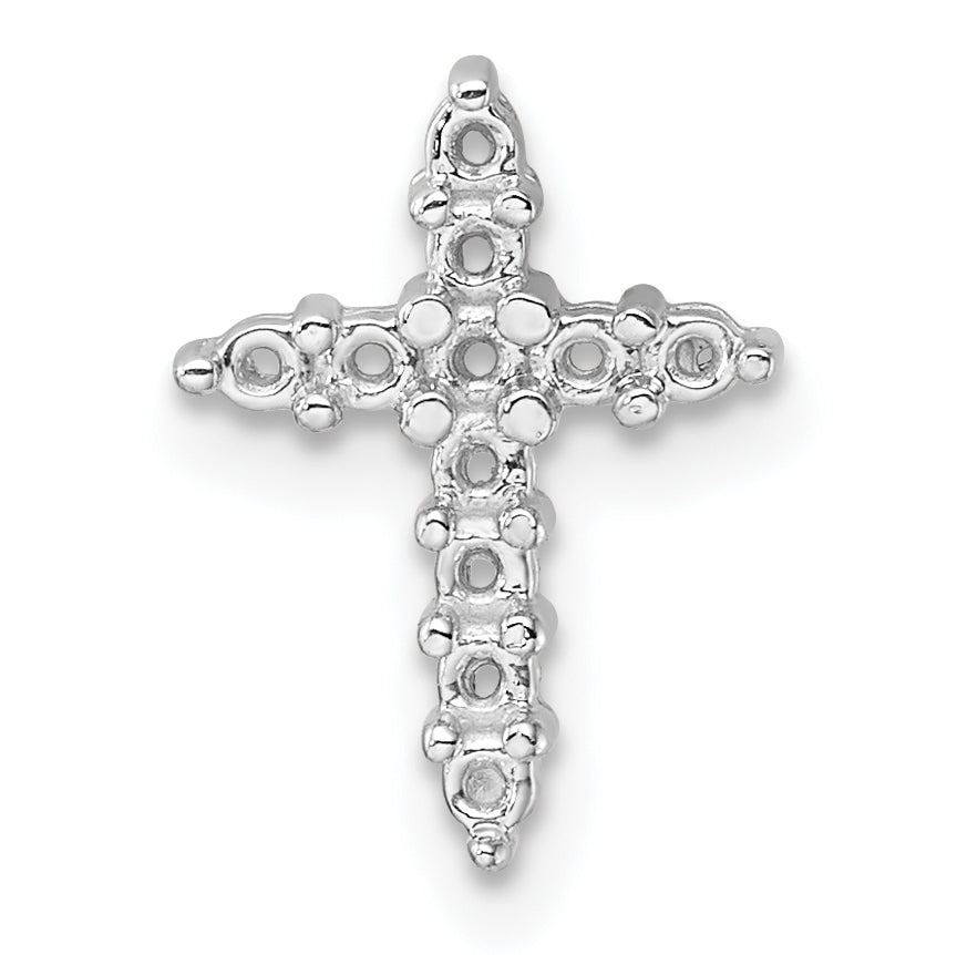 10K White Gold Diamond Cross Pendant Mounting (No Stone Included)