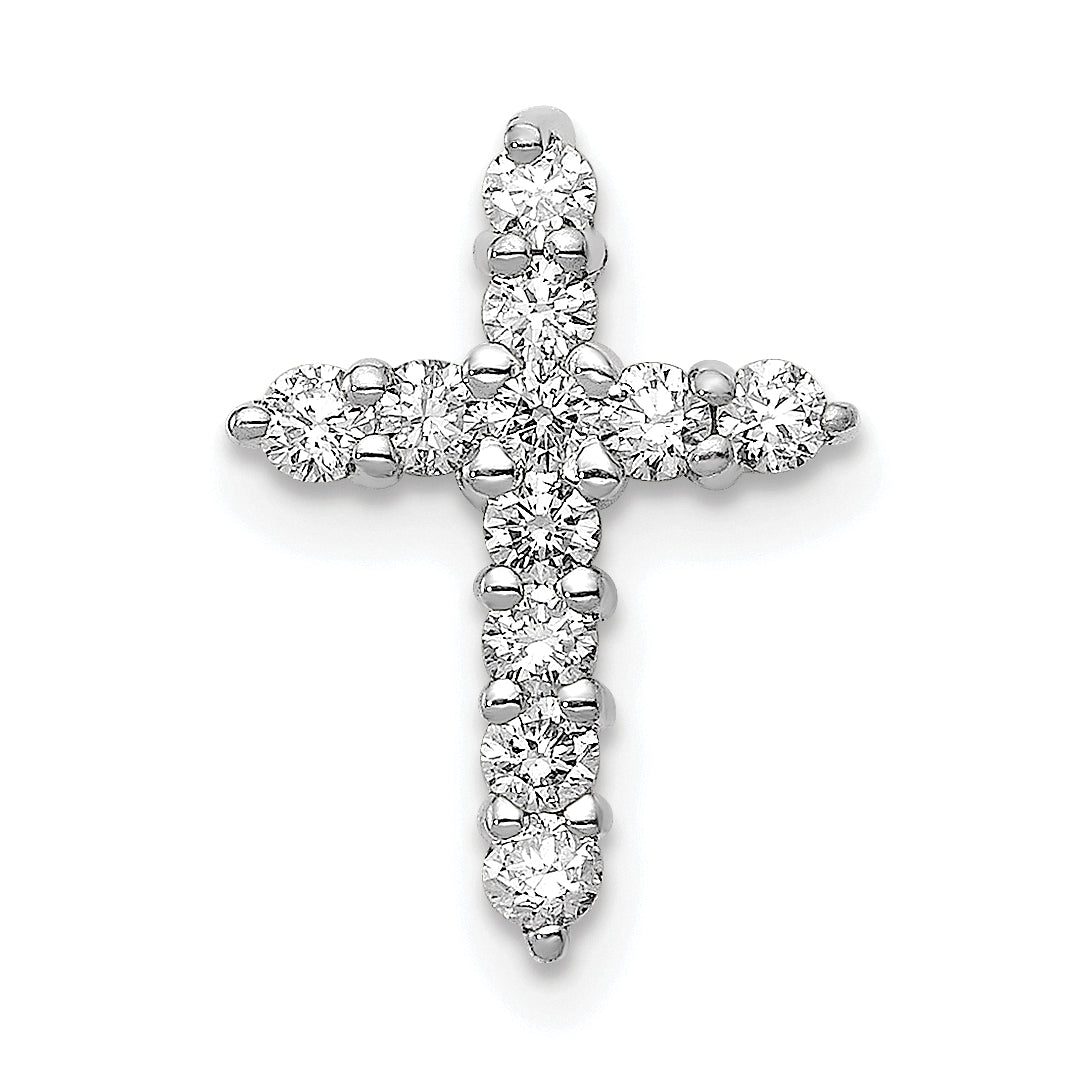 14k White Gold 1/3 carat Lab Grown Diamond VS/SI+ G+ Complete Cross Chain Slide Pendant