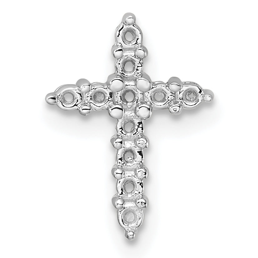 14k White Gold Diamond Cross Pendant Mounting (No Stone Included)