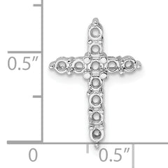 14k White Gold Diamond Cross Chain Slide Mounting