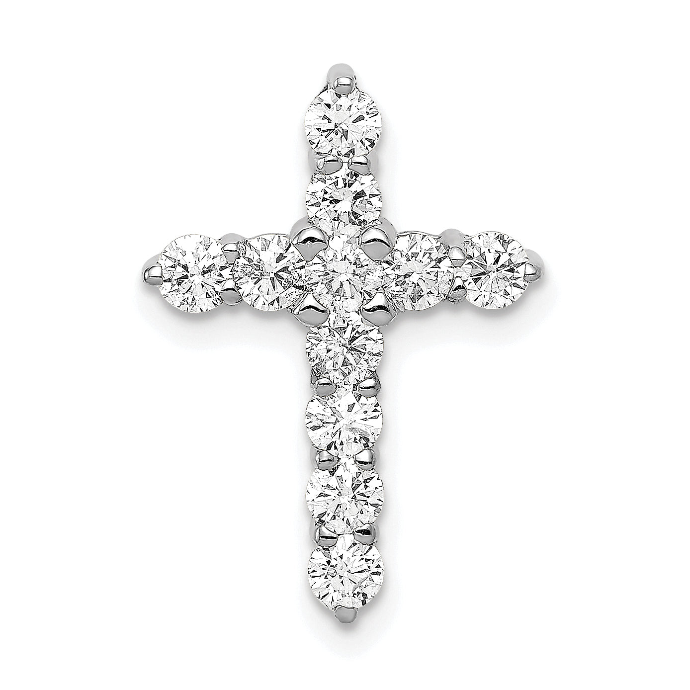 14k White Gold 3/4 carat Lab Grown Diamond VS/SI+ G+ Complete Cross Chain Slide Pendant