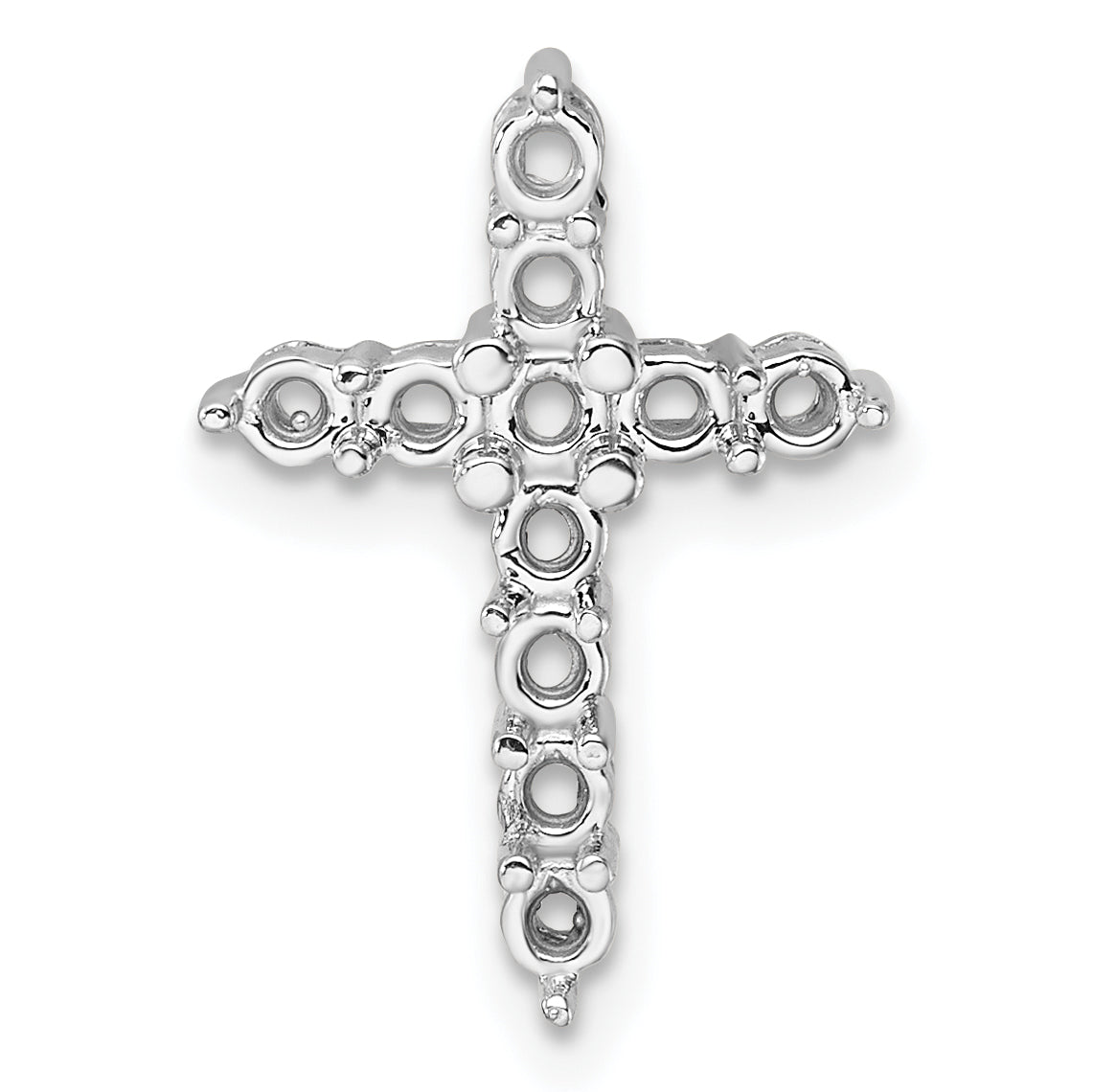 14k White Gold Diamond Cross Chain Slide Mounting