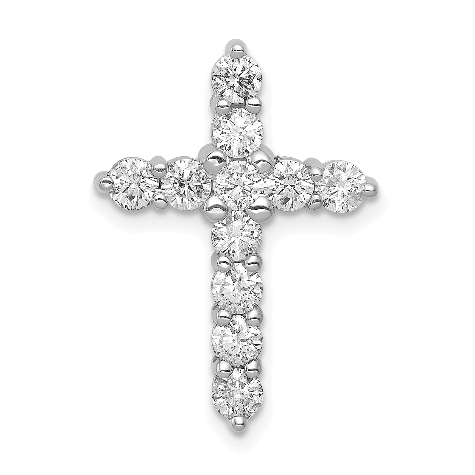 14k White Gold 1 carat Lab Grown Diamond VS/SI+ G+ Complete Cross Chain Slide Pendant