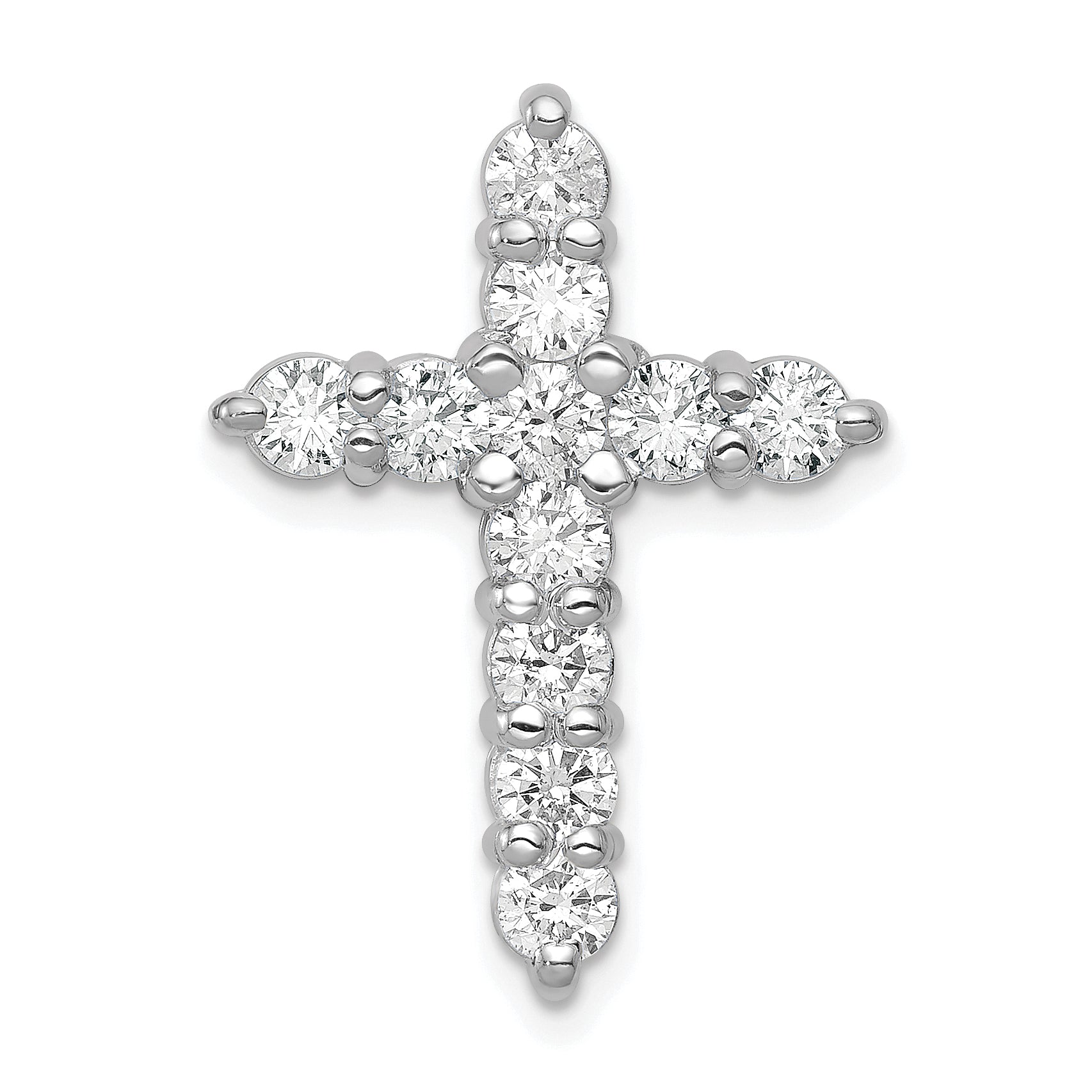 14k White Gold 1 1/4 carat Lab Grown Diamond VS/SI+ G+ Complete Cross Chain Slide Pendant