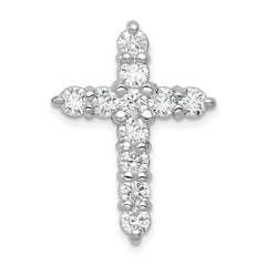 14k White Gold 1 1/4 carat Lab Grown Diamond VS/SI+ G+ Complete Cross Chain Slide Pendant
